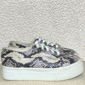 Superga Unisex Snake Print Platform Sneakers Shoes Size US Men's 5 & Womens 6.5